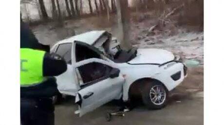 В Мокшанском районе водитель «Гранты» на скорости врезался в столб