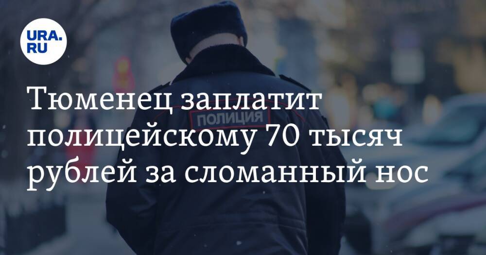 Тюменец заплатит полицейскому 70 тысяч рублей за сломанный нос