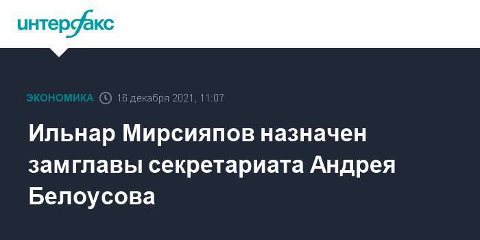 Ильнар Мирсияпов назначен замглавы секретариата Андрея Белоусова