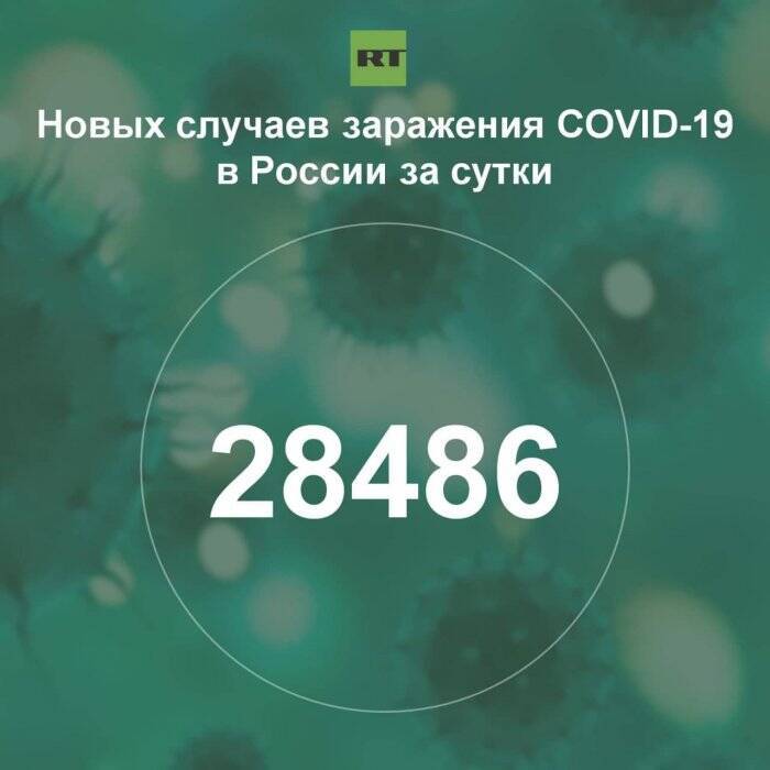 За сутки в России выявили 28 486 случаев инфицирования коронавирусом