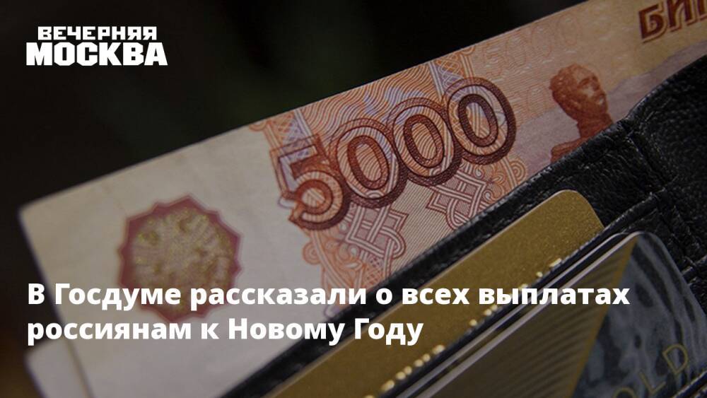 В Госдуме рассказали о всех выплатах россиянам к Новому Году