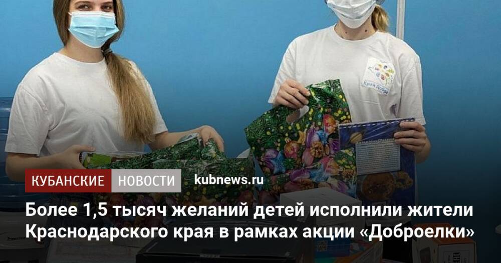 Более 1,5 тысяч желаний детей исполнили жители Краснодарского края в рамках акции «Доброелки»