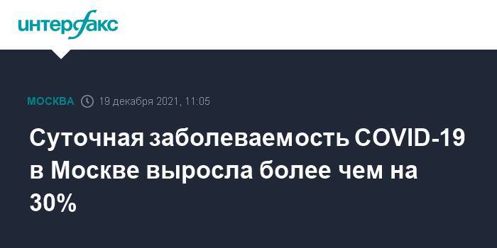 Суточная заболеваемость COVID-19 в Москве выросла более чем на 30%