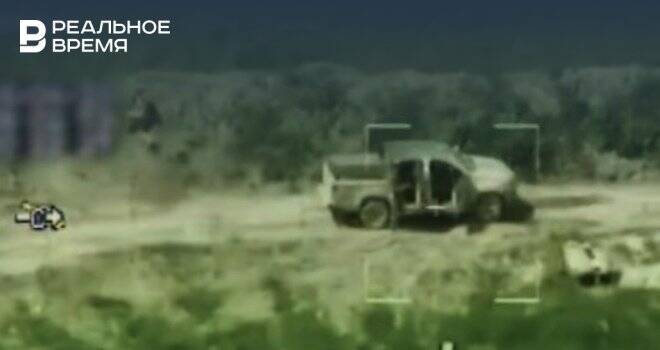 Минобороны РФ показало видео уничтожения сирийских боевиков дронами-камикадзе