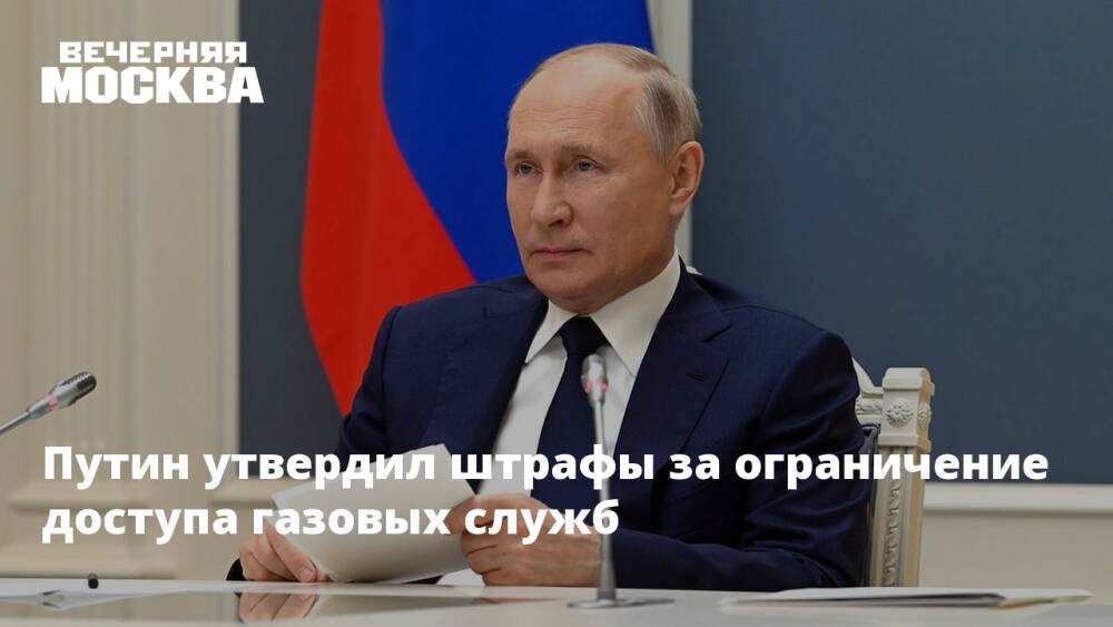 Путин утвердил штрафы за ограничение доступа газовых служб