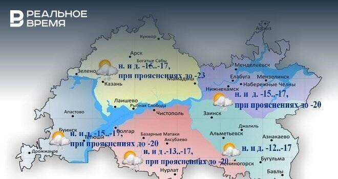 Сегодня в Татарстане ожидается облачная погода, небольшой снег и до -17 градусов