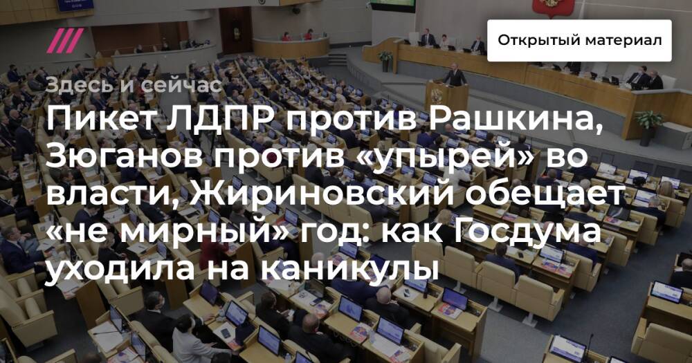Пикет ЛДПР против Рашкина, Зюганов против «упырей» во власти, Жириновский обещает «не мирный» год: как Госдума уходила на каникулы