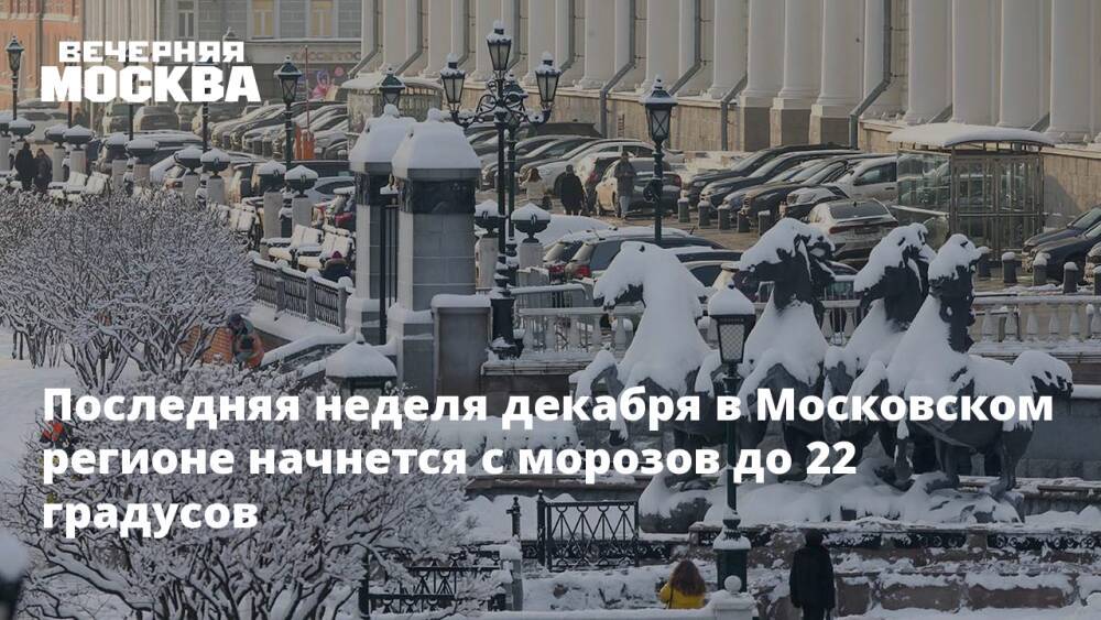 Последняя неделя декабря в Московском регионе начнется с морозов до 22 градусов