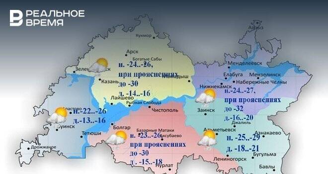 Сегодня в Татарстане ожидается облачная погода, гололедица и до -21 градуса