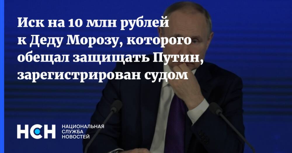 Иск на 10 млн рублей к Деду Морозу, которого обещал защищать Путин, зарегистрирован судом