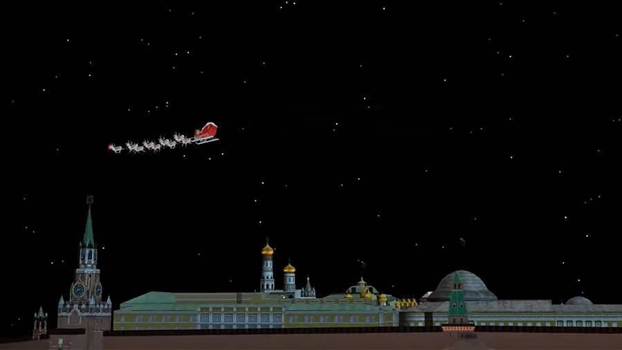 Упряжка с оленями Санта-Клауса пролетела над Москвой