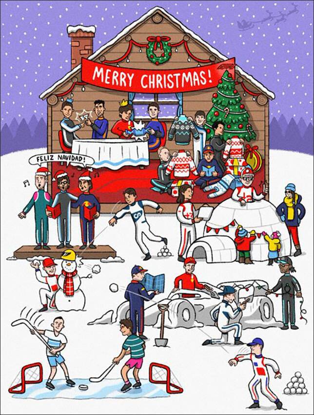 Рождественские плакаты и открытки команд Формулы 1