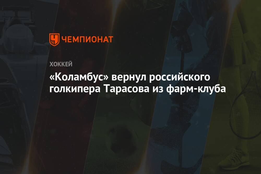 «Коламбус» вернул российского голкипера Тарасова из фарм-клуба