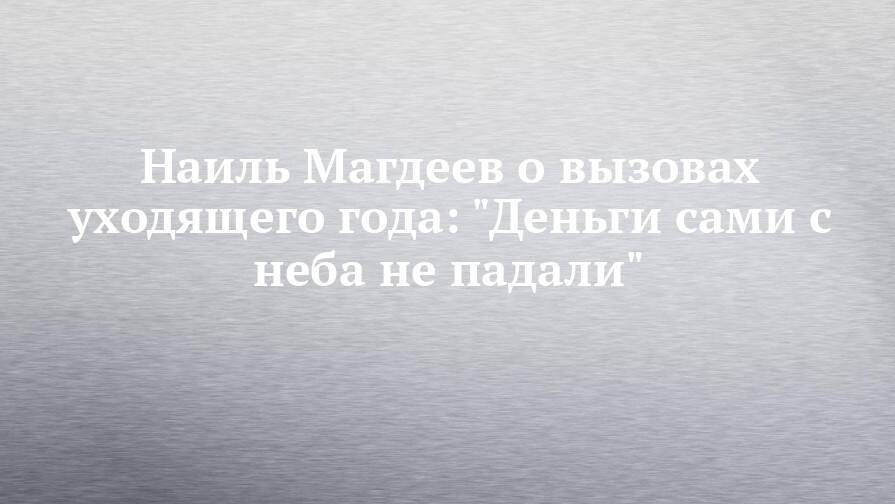 Наиль Магдеев о вызовах уходящего года: "Деньги сами с неба не падали"