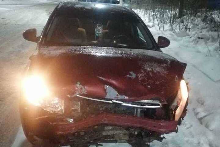 В Тверской области две легковушки не поделили дорогу и оказались в снегу