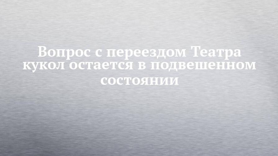 Вопрос с переездом Театра кукол остается в подвешенном состоянии