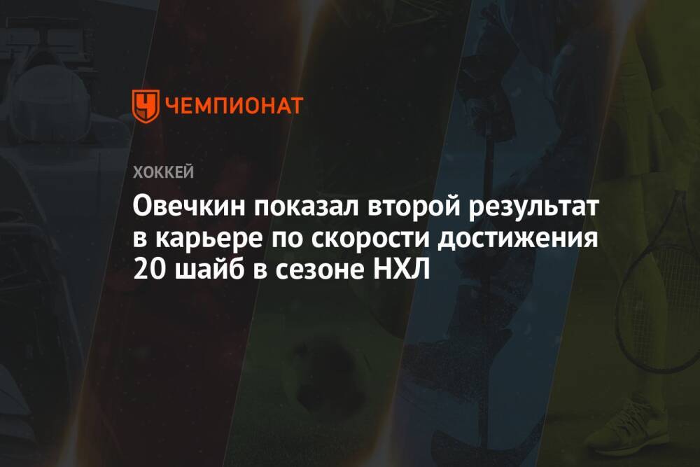 Овечкин показал второй результат в карьере по скорости достижения 20 шайб в сезоне НХЛ