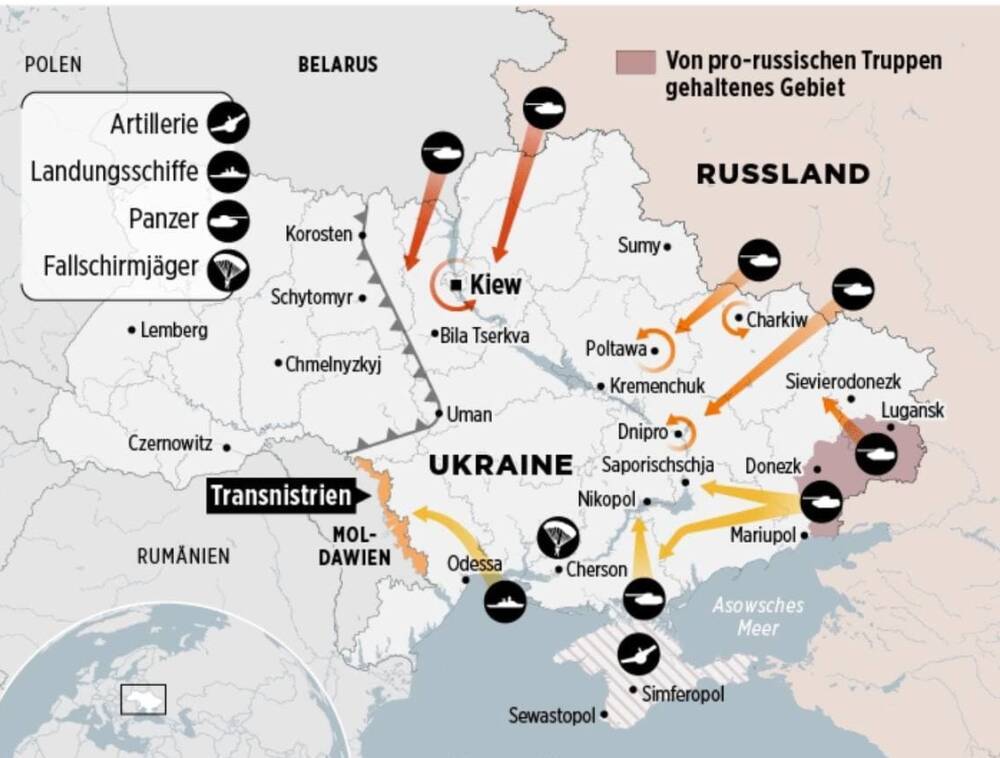 Издание Bild: опубликована схема нападения России на Украину - Русская семерка