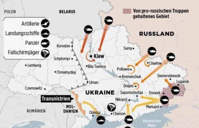 Украинцы высмеяли карту «российского вторжения», опубликованную немецким таблоидом Bild