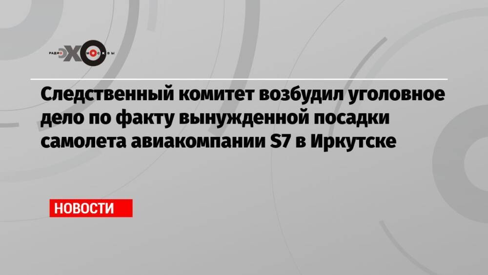 Следственный комитет возбудил уголовное дело по факту вынужденной посадки самолета авиакомпании S7 в Иркутске