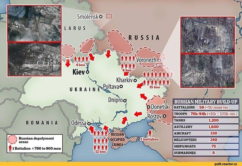 В США выложили спутниковые снимки огромного скопления российских войск возле границ Украины