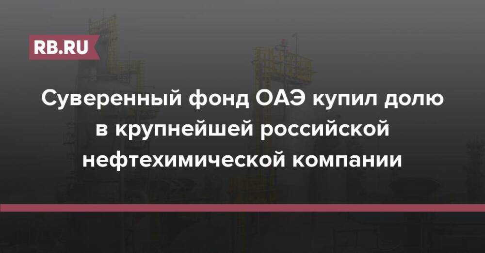 Суверенный фонд ОАЭ купил долю в крупнейшей российской нефтехимической компании