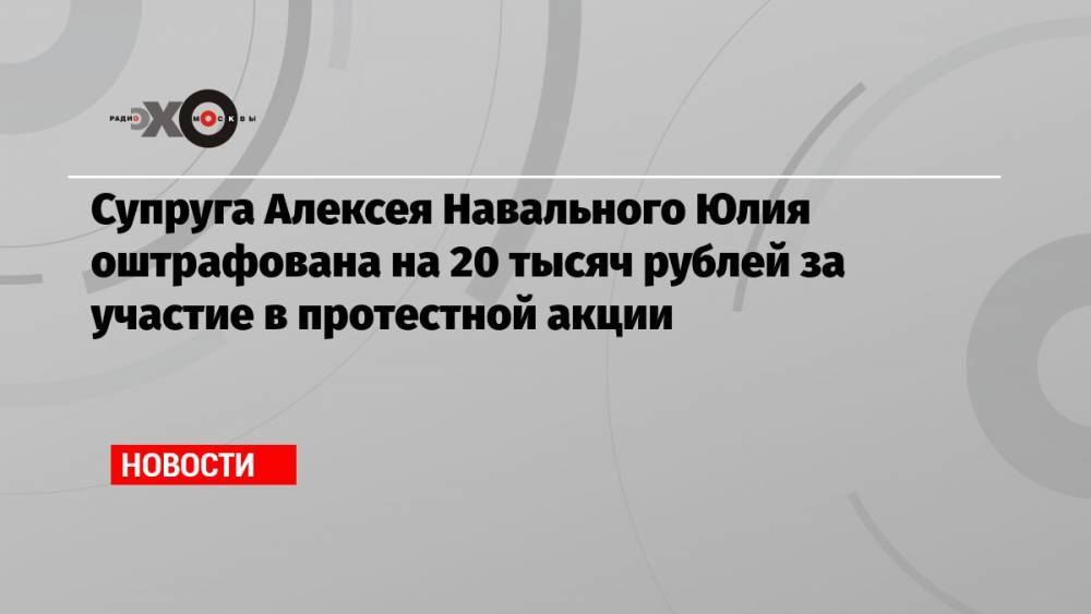 Супруга Алексея Навального Юлия оштрафована на 20 тысяч рублей за участие в протестной акции