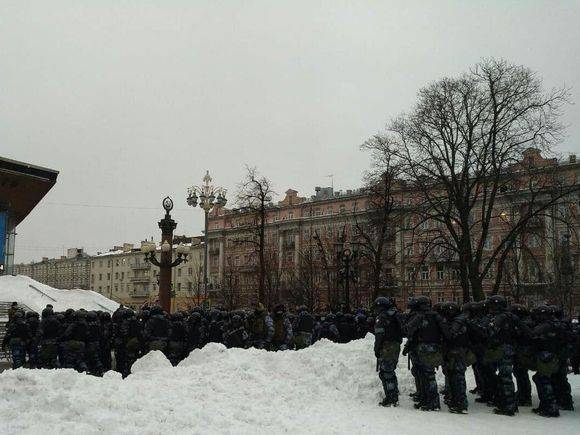 В Москве арестовали мужчину, который бросил пиротехнику в сторону силовиков на акции протеста