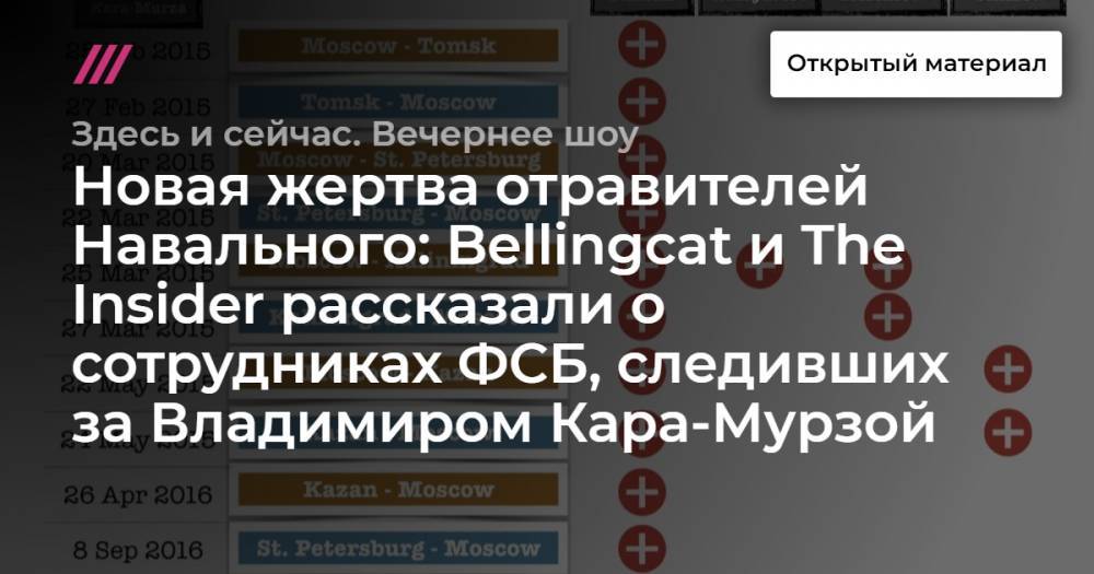 Новая жертва отравителей Навального: Bellingcat и The Insider рассказали о сотрудниках ФСБ, следивших за Владимиром Кара-Мурзой