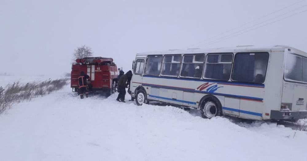 Пьяный в стельку: в Ровенской области нетрезвый водитель школьного автобуса попал в снежный сугроб