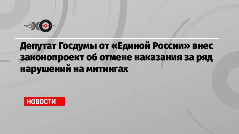 Депутат Госдумы от «Единой России» внес законопроект об отмене наказания за ряд нарушений на митингах