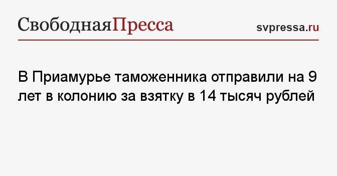В Приамурье таможенника отправили на 9 лет в колонию за взятку в 14 тысяч рублей