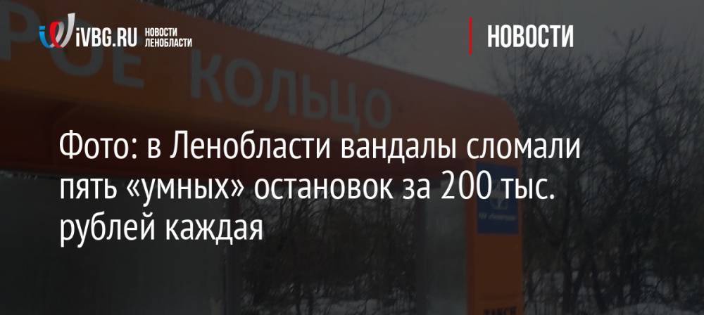Фото: в Ленобласти вандалы сломали пять «умных» остановок за 200 тыс. рублей каждая nbsp
