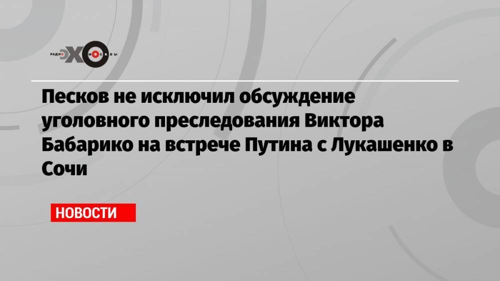Песков не исключил обсуждение уголовного преследования Виктора Бабарико на встрече Путина с Лукашенко в Сочи