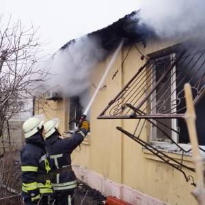 В Запорожской области огонь охватил дом площадью 120 квадратных метров: для тушения спасатели подвозили воду. Фото