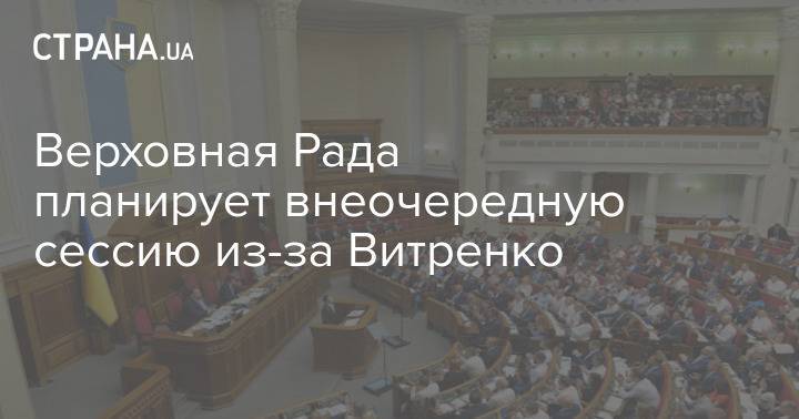Верховная Рада планирует внеочередную сессию из-за Витренко