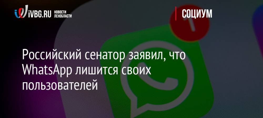 Российский сенатор заявил, что WhatsApp лишится своих пользователей