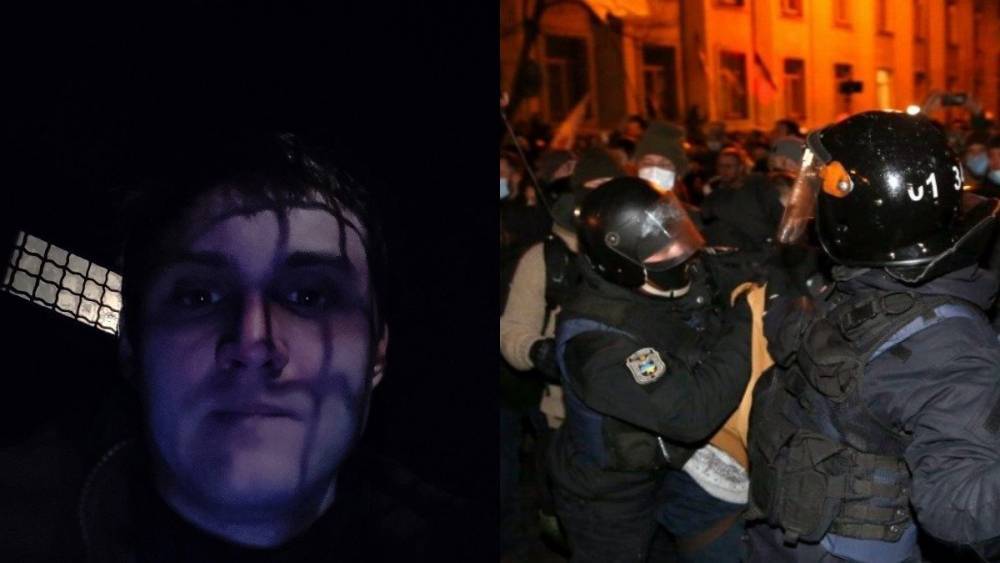 Киевлянин показал фото с автозака – его задержали на протесте в поддержку Стерненк