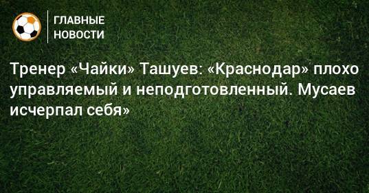 Тренер «Чайки» Ташуев: «Краснодар» плохо управляемый и неподготовленный. Мусаев исчерпал себя»