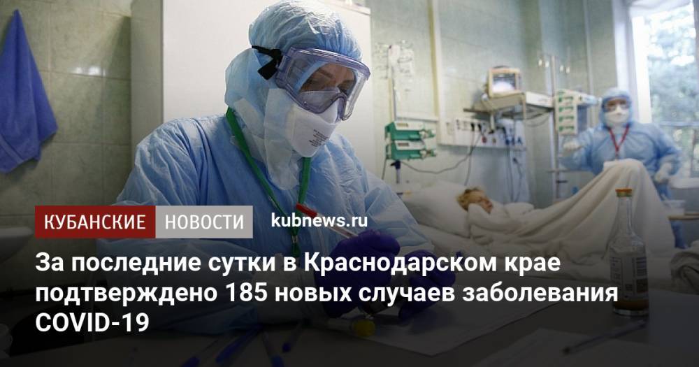 За последние сутки в Краснодарском крае подтверждено 185 новых случаев заболевания COVID-19