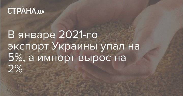 В январе 2021-го экспорт Украины упал на 5%, а импорт вырос на 2%