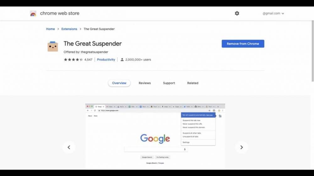 Расширение The Great Suspender исчезает с Google Chrome