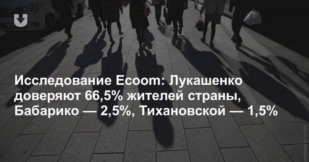 Исследование Ecoom: Лукашенко доверяют 66,5% жителей страны, Бабарико — 2,5%, Тихановской — 1,5%