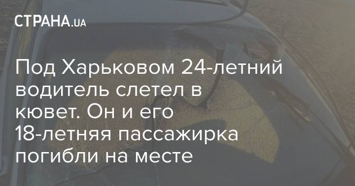 Под Харьковом 24-летний водитель слетел в кювет. Он и его 18-летняя пассажирка погибли на месте