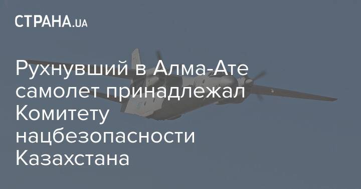 Рухнувший в Алма-Ате самолет принадлежал Комитету нацбезопасности Казахстана