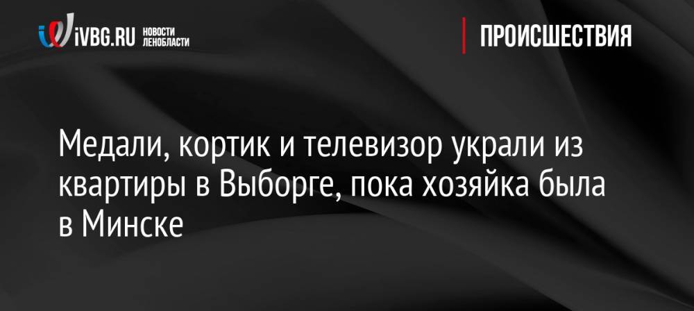 Медали, кортик и телевизор украли из квартиры в Выборге, пока хозяйка была в Минске