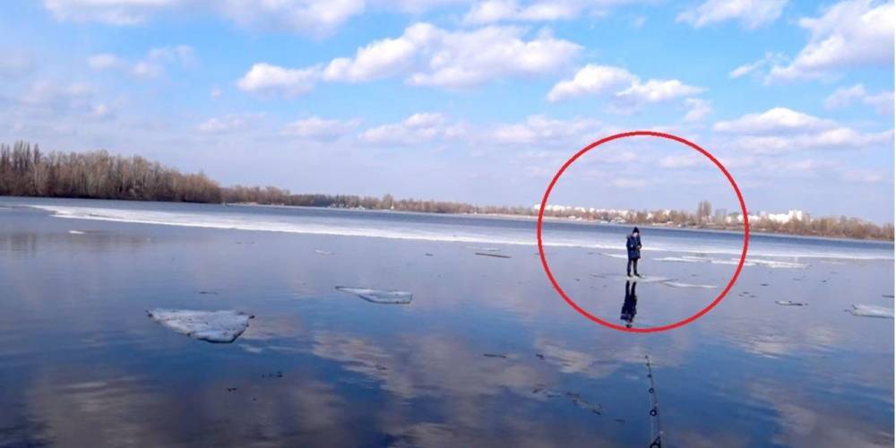 В Киеве рыбак спас с помощью спиннинга мальчика, застрявшего на отколовшейся льдине — видео
