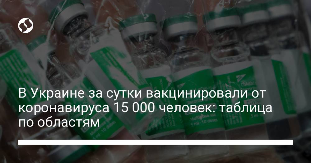 В Украине за сутки вакцинировали от коронавируса 15 000 человек: таблица по областям