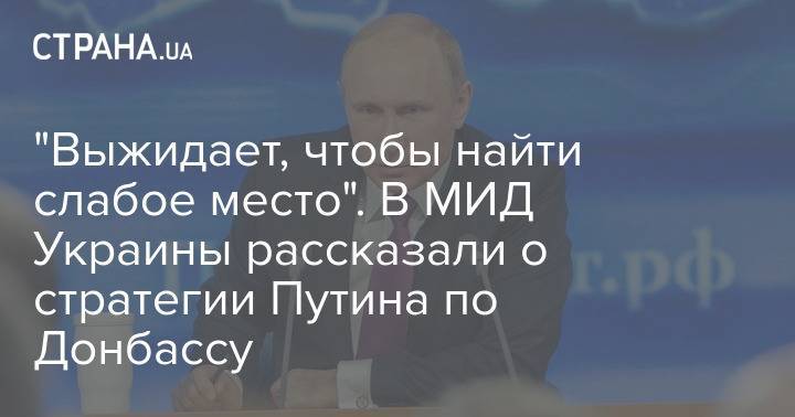 "Выжидает, чтобы найти слабое место". В МИД Украины рассказали о стратегии Путина по Донбассу