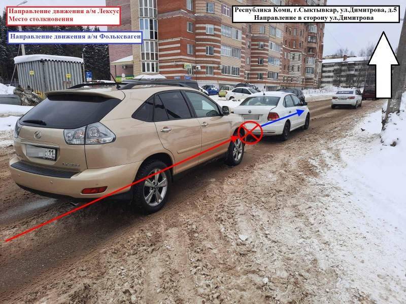 В Сыктывкаре злостный нарушитель на Lexus RX "догнал" Volkswagen Polo